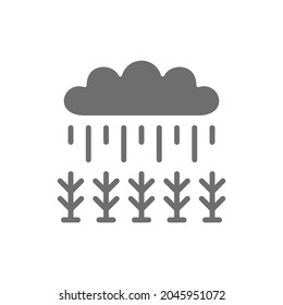 Campo bajo el icono de la lluvia gris. Aislado sobre fondo blanco