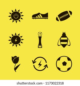 field vector icons set. with tulip, solar power, soccer ball and solar energy in set