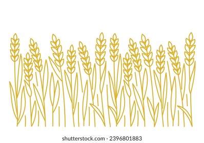 Field of wheat. Vector line outline stroke. Editable open paths.