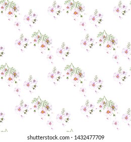 Field of white chamomile, great design for any purposes. Abstract bouquet design. Retro style.