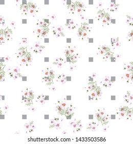 Field of white chamomile, great design for any purposes. Abstract bouquet design. Retro style.