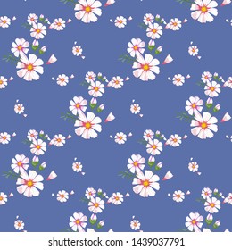 Field of white chamomile, great design for any purposes. Abstract bouquet design. Retro style.