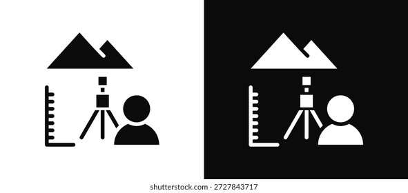 Conjunto de iconos de trabajo de campo en blanco y negro