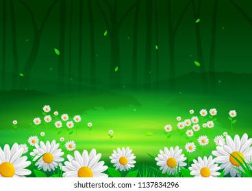 Field with yellow dandelions and sky