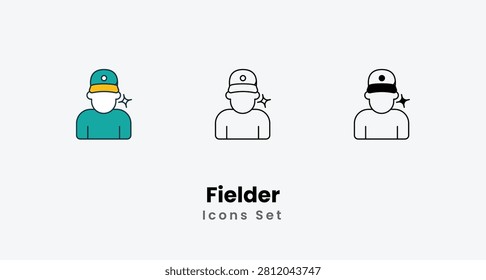 Fielder Icons thin line and glyph vector icon stock illustration