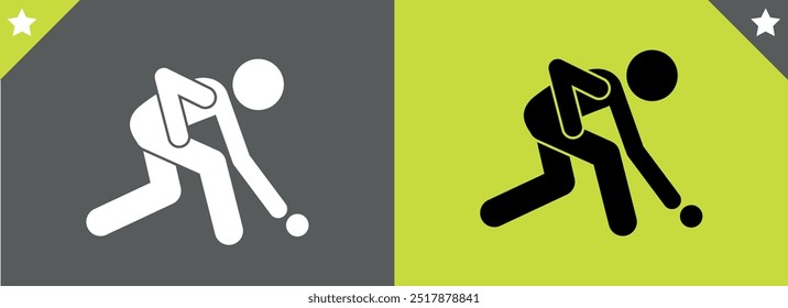 fielder player picking up the ball on match ground ICON