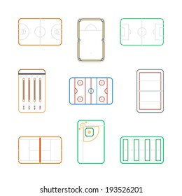 Fields for games icons design with white background