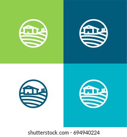 Fields green and blue material color minimal icon or logo design