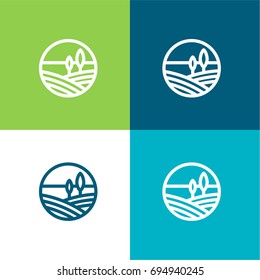 Fields green and blue material color minimal icon or logo design