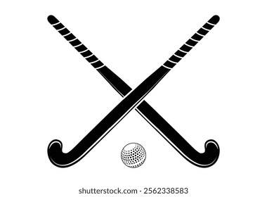 Fields hockey sticks with ball silhouette on white background	