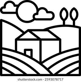 Fields Icon Line Vector Illustration