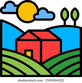 Fields Icon Lineal Color Vector Illustration