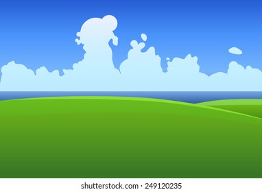 Fields in Ireland, Vector Landscape Illustration