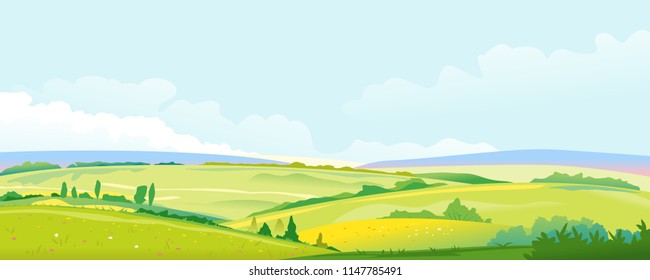 Fields and Meadows Panorama Landscape Background