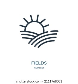 fields thin line icon. field, agriculture linear icons from farm set concept isolated outline sign. Vector illustration symbol element for web design and apps.