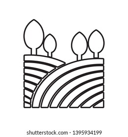 fields and trees icon. Element of Landscape for mobile concept and web apps icon. Outline, thin line icon for website design and development, app development