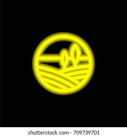 Fields yellow glowing neon ui ux icon. Glowing sign logo vector
