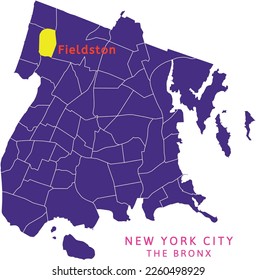 Fieldston neighborhood location on map of The Bronx, New York City