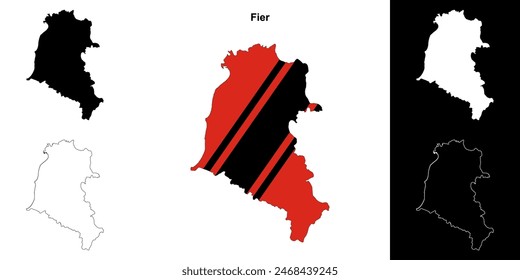 Fier county outline map set