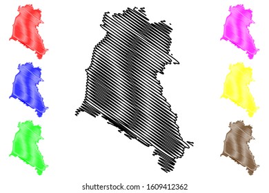 Fier County (Republic of Albania) map vector illustration, scribble sketch Fier map