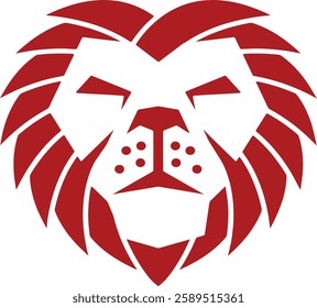 Fierce Abstract Lion Head Logo in Red