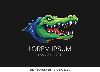 Fierce Alligator Head Mascota Perfil Vector logo Plantilla