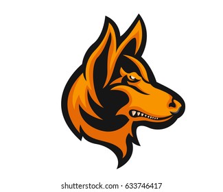 Fierce Angry Dog Character Logo - German Shepherd