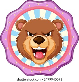 A fierce bear face in a badge