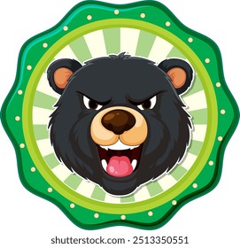 Fierce bear face in a green badge