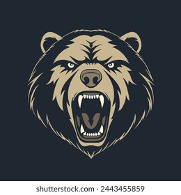 Fierce Bear Flat Vector Art Wildlife, Animal, Predator, Bear, Icon.