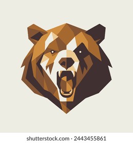 Fierce Bear Flat Vector Art Wildlife, Animal, Predator, Bear, Icon.