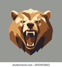 Fierce Bear Flat Vector Art Wildlife, Animal, Predator, Bear, Icon.