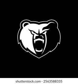 Fierce Bear Head Logo: Bold Black and White Design