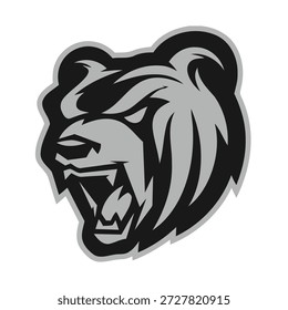 Cabeza de oso feroz con boca abierta y dientes afilados icono de ilustración