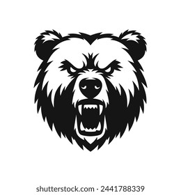 Oso feroz Logo silueta mascota enojada en ilustración vectorial de tatuaje