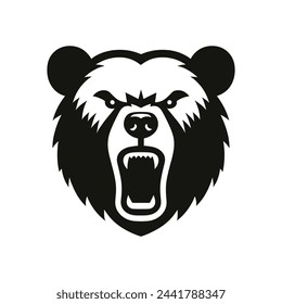 Fierce Bear Logo Silhouetted Angry Mascot in Vector Tattoo Illustration