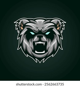 Fierce Bear Mascot Illustration with Glowing Eyes