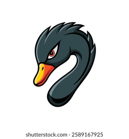 Fierce Black Swan A Bold and Minimalist Cartoon Illustration