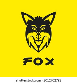 Fierce black wolf head logo. Ferocious wolf head logo 