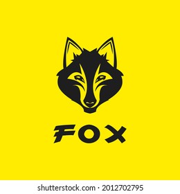 Fierce black wolf head logo. Ferocious wolf head logo 