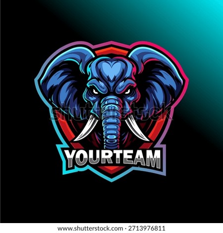 Fierce Blue Elephant Mascot Logo for Esports or Gaming Team