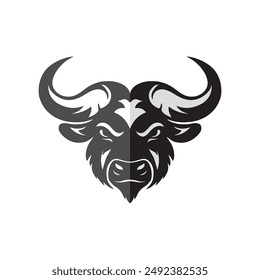 logo de fierce bull or buffalo. estilo de diseño plano. para una marca, empresa o industria. estilo Plantilla de diseño