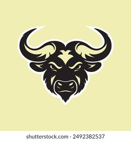 logo de fierce bull or buffalo. estilo de diseño plano. para una marca, empresa o industria. estilo Plantilla de diseño