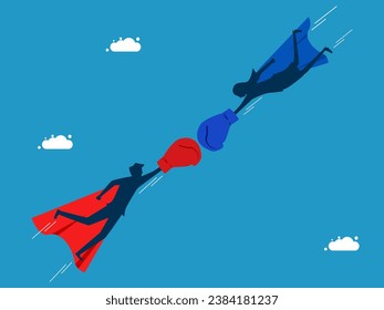 Fierce business competition. Business heroes fighting. vector