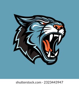 A fierce and captivating howling panther head vector clip art illustration, symbolizing strength and freedom, perfect for sports team logos and empowering designs