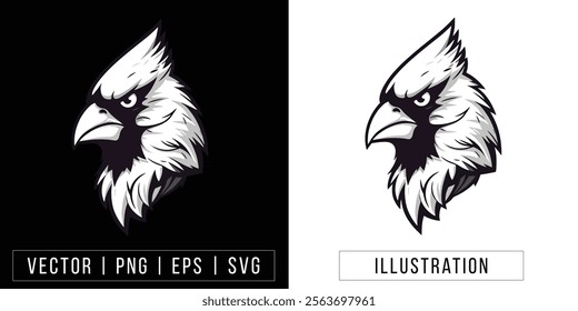 Fierce Cardinal Bird Head Illustration - Vector Mascot Clipart