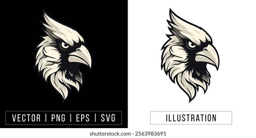 Fierce Cardinal Bird Head Illustration - Vector Mascot Clipart