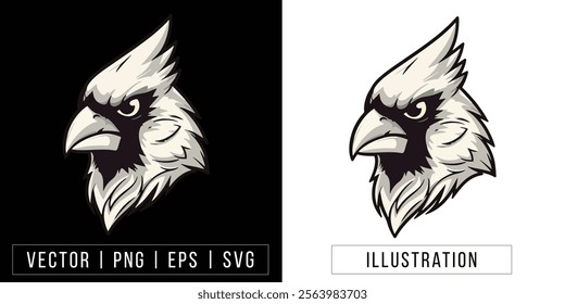 Fierce Cardinal Bird Head Illustration - Vector Mascot Clipart