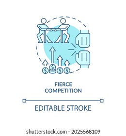 Fierce competition blue concept symbol. Marktkonkurrenz zwischen Unternehmen. Startup-Launch fordert abstrakte Thin-line-Illustration zu Ideen. Vektorgrafik einzeln auf Umrissfarben. Bearbeitbarer Hub