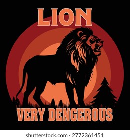 A fierce and dangerous lion displaying power, aggression, and dominance in the wild natural habitat. Perfect wildlife predator image representing strength, bravery, hunting instinct, African safari, and untamed jungle danger.